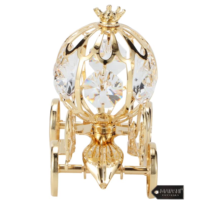 24k Goldplated Matashi Princess Pumpkin Coach Made with Genuine Matashi Crystals