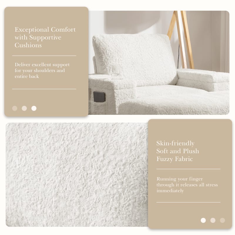 2-Piece Oversized Accent Chair & Ottoman Sets, Single Sofa Reading Couch Chaise Lounge with Storage Ottoman & Cup Holders