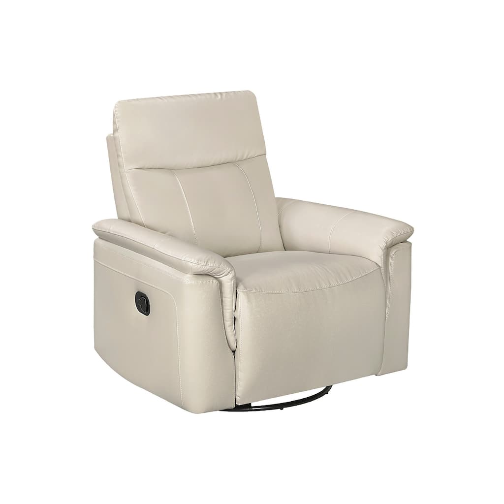 Jen Manual Swivel Glider Reclining Chair, Taupe Top Grain Leather
