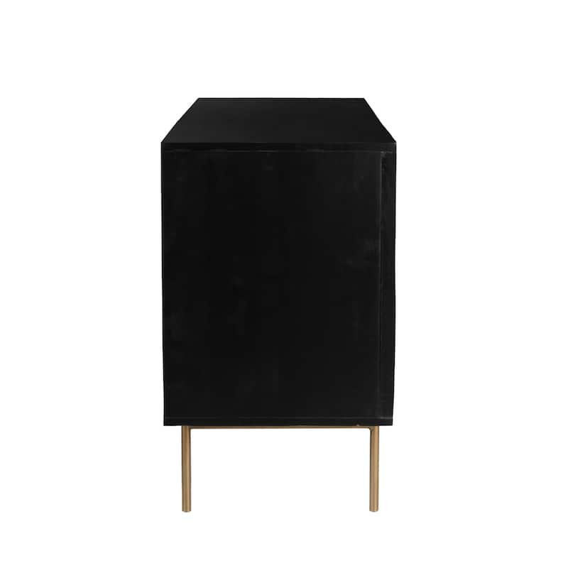 Curtis 3-Door Solid Wood with Natural Woven Cane Sideboard