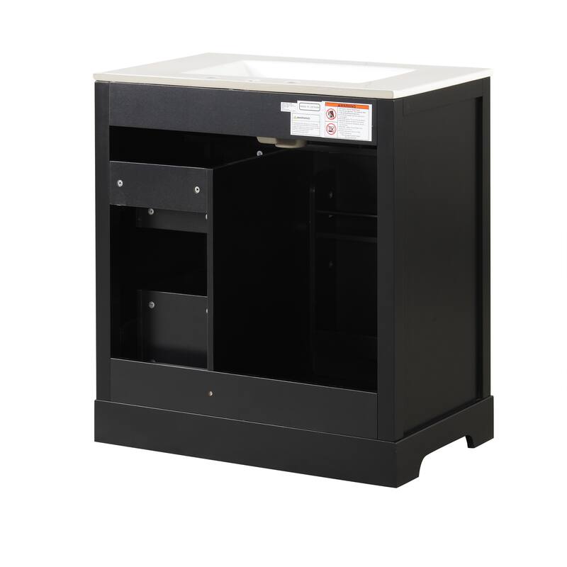 Vanity Cabinet for Bathroom with Sink Top, Door Rack and 2 Drawers