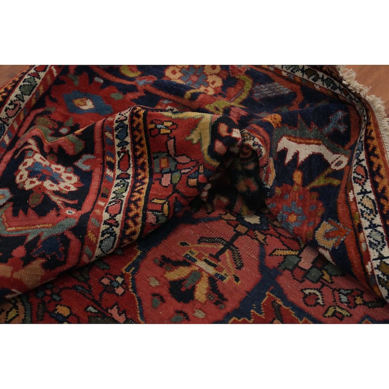 Hand Knotted Oriental 100% Wool Carpet Traditional Floral Oranges & Rust Bakhtiari Area Rug - 11' 9'' X 9' 4''