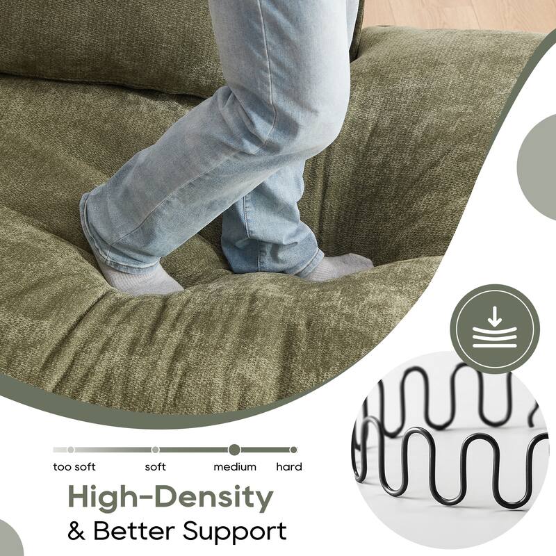 Modular Deep Seat Sectional Sofa with Chaise Lounge, Fabric Upholstered Cloud Boneless Couch, High-Density Sponge Floor Sofa