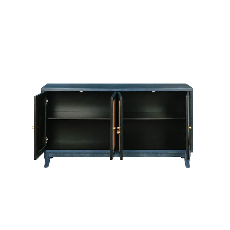 Modern Rattan Buffet Sideboard with Adjustable Shelves & MDF Console Cabinet for Living Room