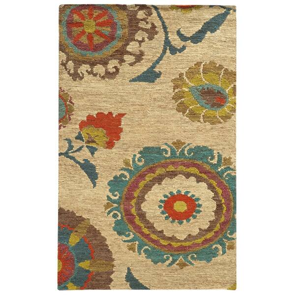slide 4 of 5, Tommy Bahama Valencia Floral Hand-woven Jute Area Rug 8' x 10'