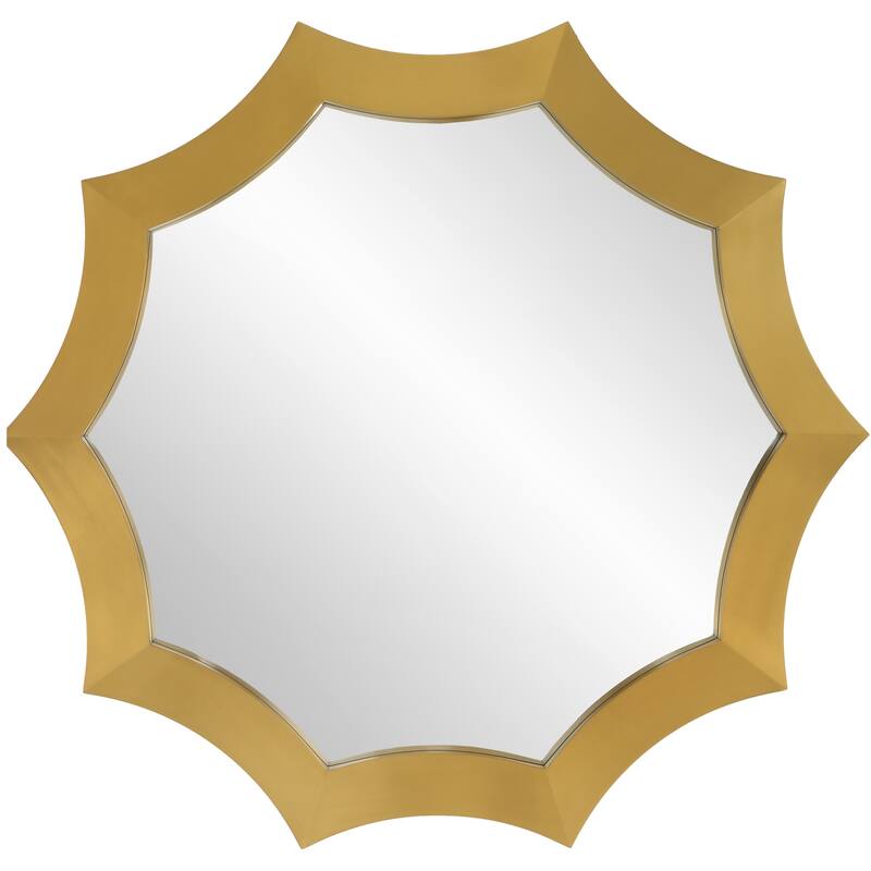 Brushed Brass Round Wall Mirror - 42" - Gold
