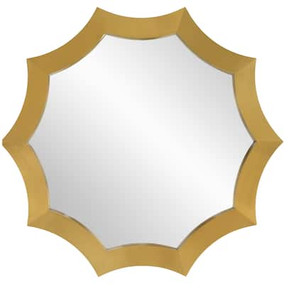 Brushed Brass Round Wall Mirror - 42" - Gold