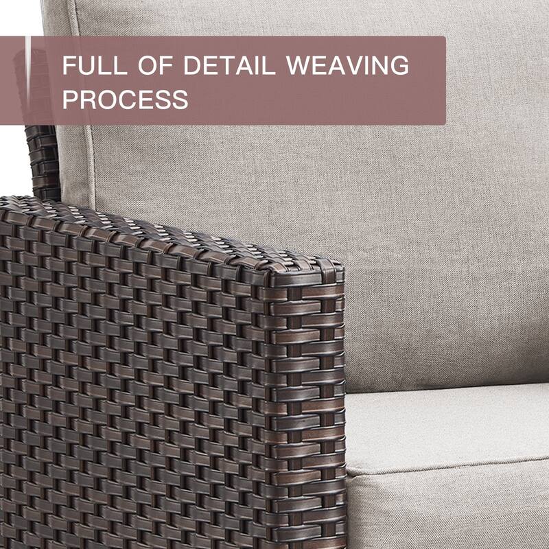 Outdoor Sofa Patio Chairs Ottomans with Fire Table