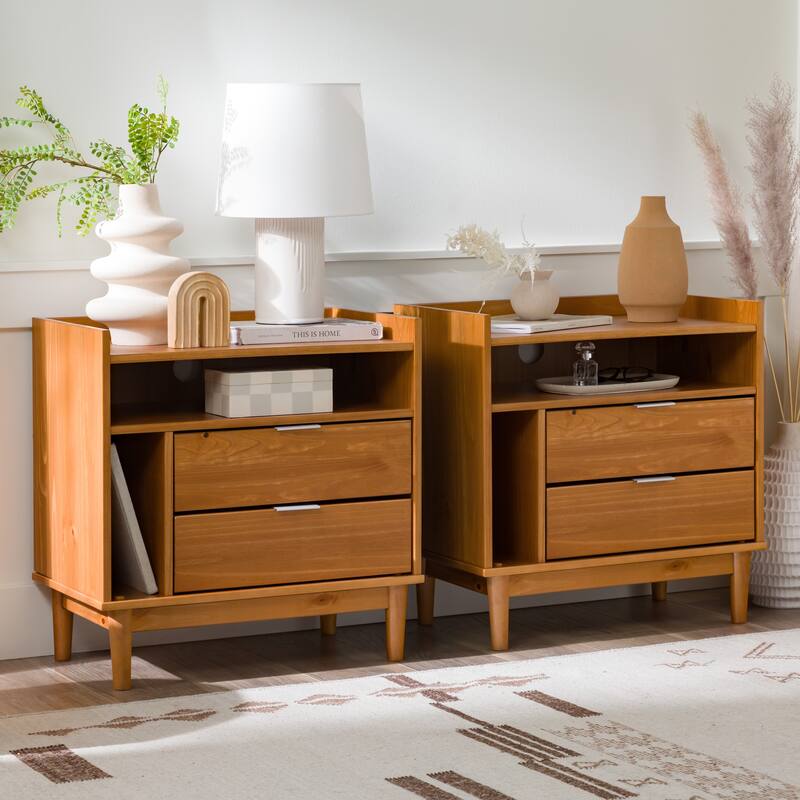 Middlebrook Modern Gallery-Top Solid Wood Nightstand (Set of 2)