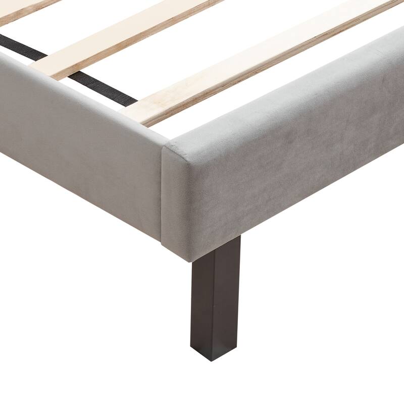 Queen Size Button Tufted Platform Bed with Strong Wood Slat Support for Bedroom