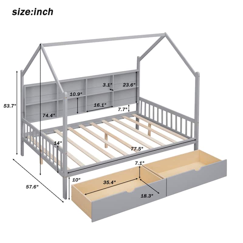 Kids Bed with Storage Shelf