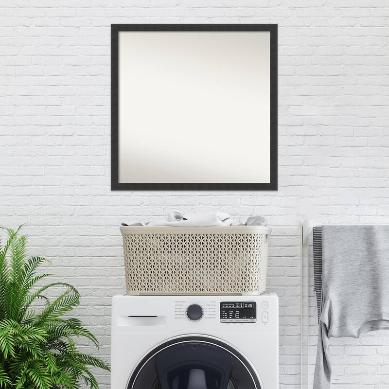 Non-Beveled Wood Bathroom Wall Mirror - Mezzanotte Frame - Mezzanotte Black
