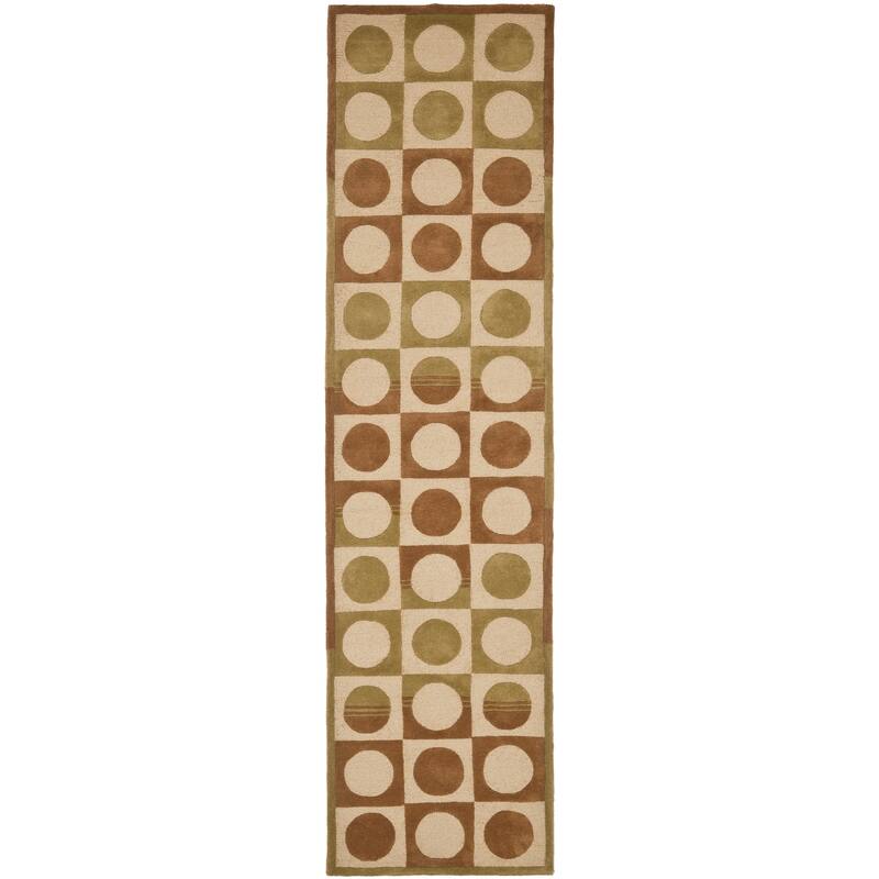 SAFAVIEH Handmade Soho Brittnee Checker Board N.Z. Wool Rug - 2'6" x 10' Runner - Assorted