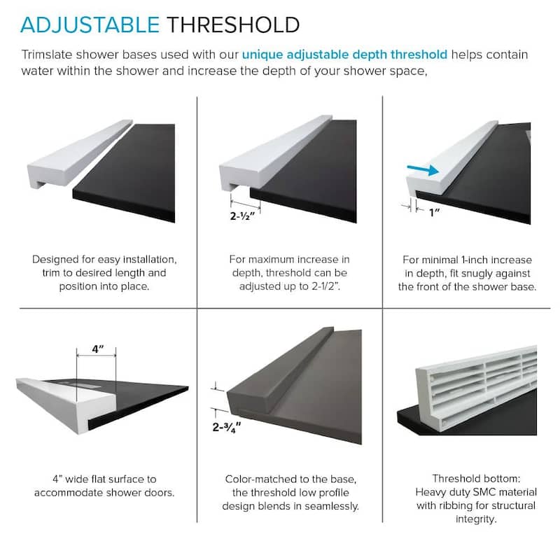 Transolid FZST6032C 59-1/8" x 32-1/2" Rectangular Shower Base with
