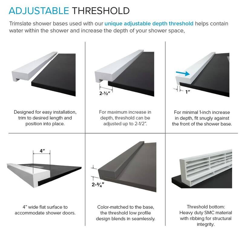 Transolid FZST7248C 70-7/8" x 48-1/2" Rectangular Shower Base with
