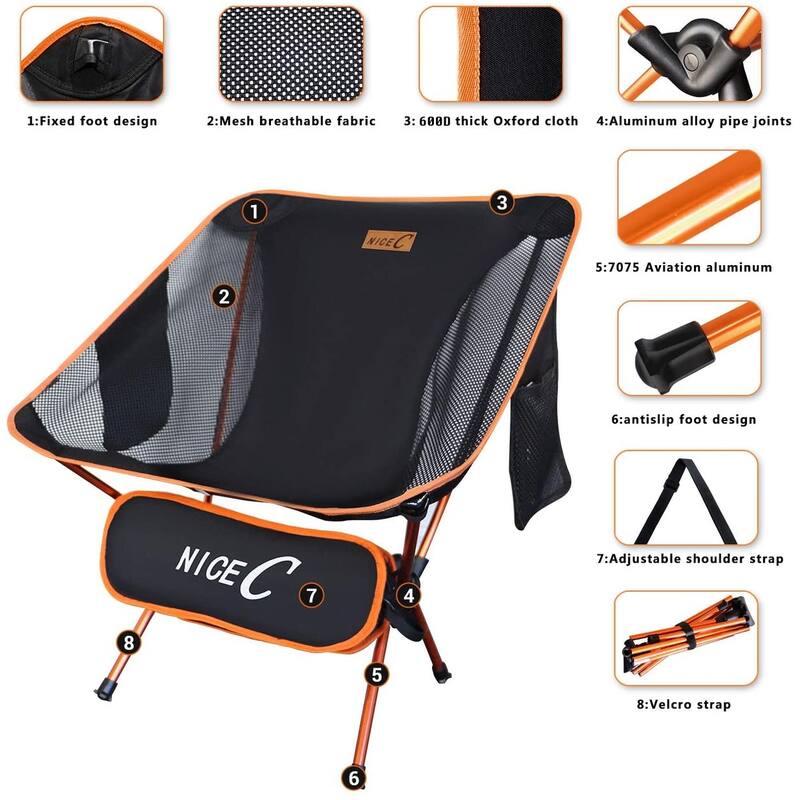 Ultralight Portable Folding Camping Backpacking Chair Compact & Heavy Duty Outdoor, Camping, with 2 Storage Bags&Carry Bag