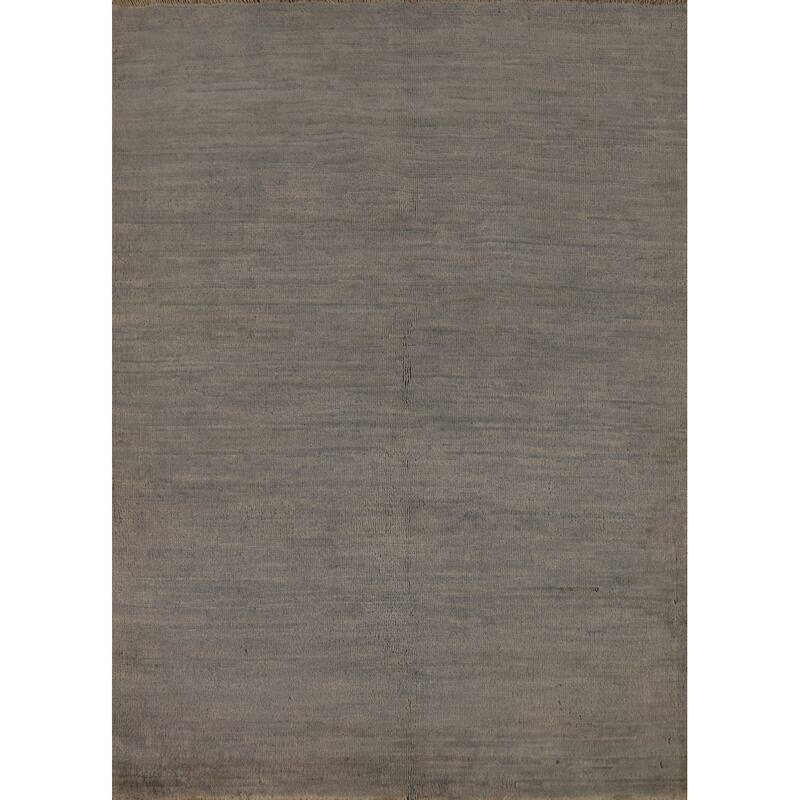 Striped Gray Gabbeh Modern Rug Handmade Wool Carpet - 3'3" x 4'6"