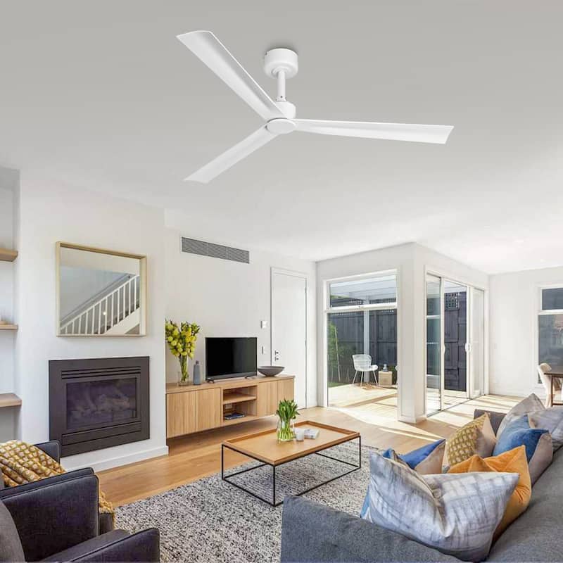 50" White Modern ABS 3-Blade Outdoor Ceiling Fan without Light