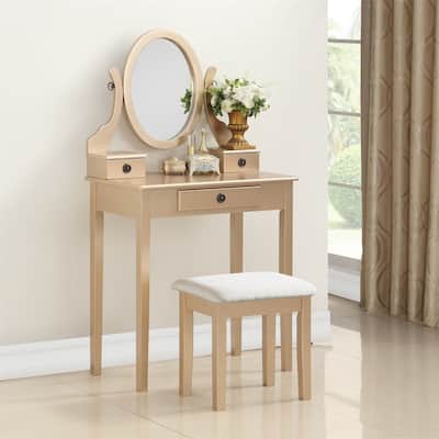 Makeup Vanity Table and Stool Set