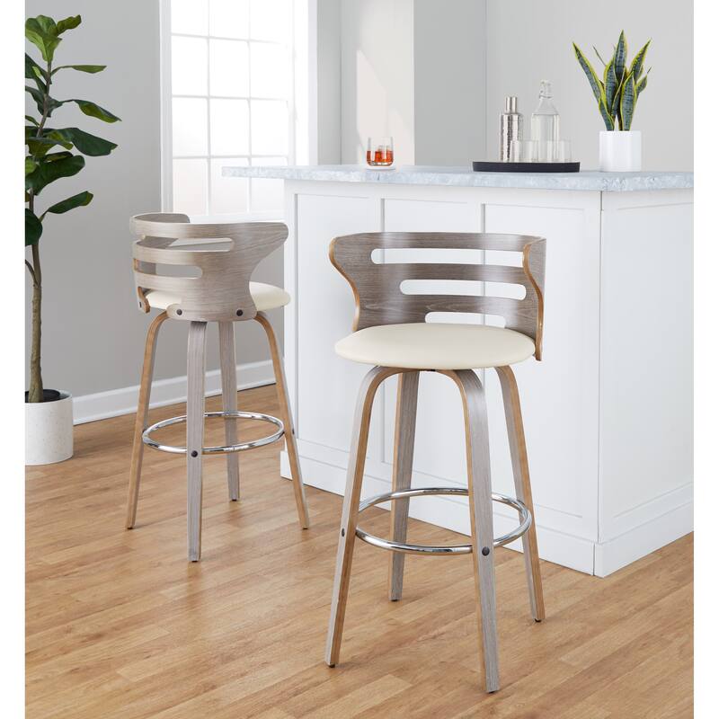 Carson Carrington Cranagh 30" Fixed-Height Bar Stool with Bent Wood Legs & Round Footrest (Set of 2)