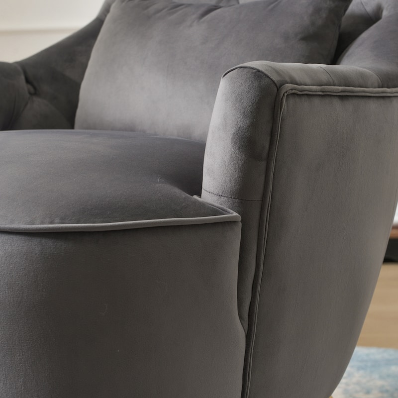 KINWELL Upholstered Tufted Velvet High Wingback Accent Chair
