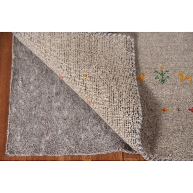 Tribal Gabbeh Beige Runner Rug Handmade Wool Carpet - 2'10"x 9'8"