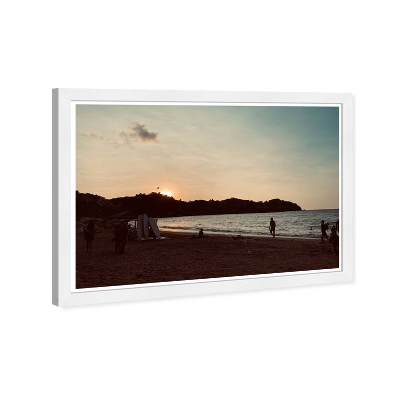 Wynwood Studio Prints Nautical and Coastal Beach at Sundown Brown and Dark Brown Nautical & Coastal Wall Art Canvas Print