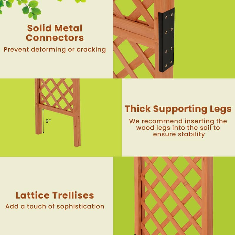 Gymax 7.7 FT Garden Arch Wooden Arbor Outdoor Wood Trellis for