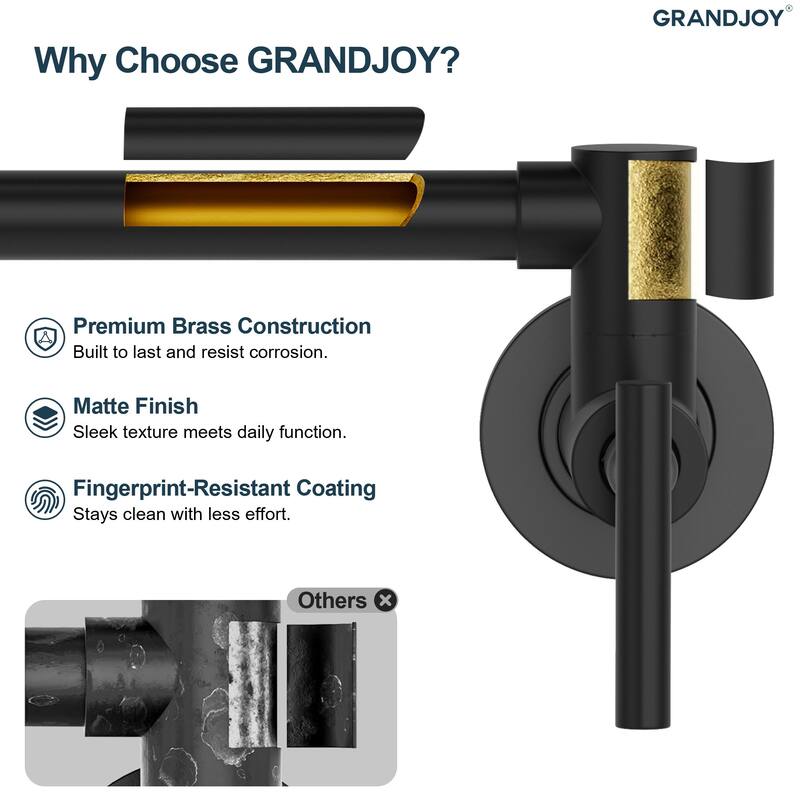 GRANDJOY Single Handle Pull Down Kitchen Faucet with Spot Resistant Finish
