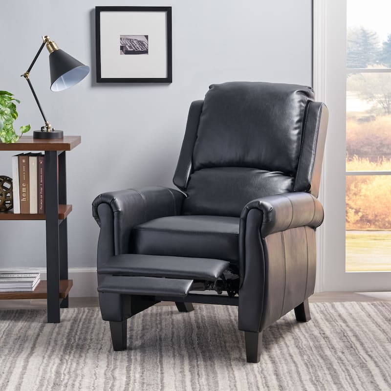 Contemporary Manual 2-Position Recliner with Rolled Arms for Primary Living Space