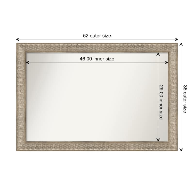 Trellis Silver Framed Non-Beveled Custom Wall Mirror, Bathroom Vanity Mirror - Outer Size: 52 x 35