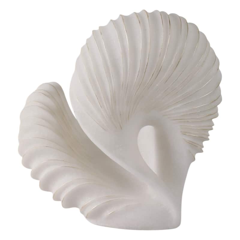 Polyresin Abstract Sculpture Modern Shell Form Home Decor - 14" White - 14" x 6.25" x 14.25"
