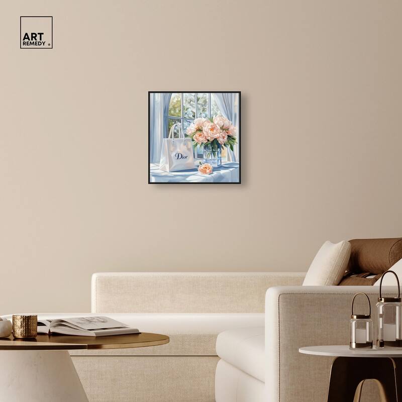 Bag and Peonies Canvas by Art Remedy