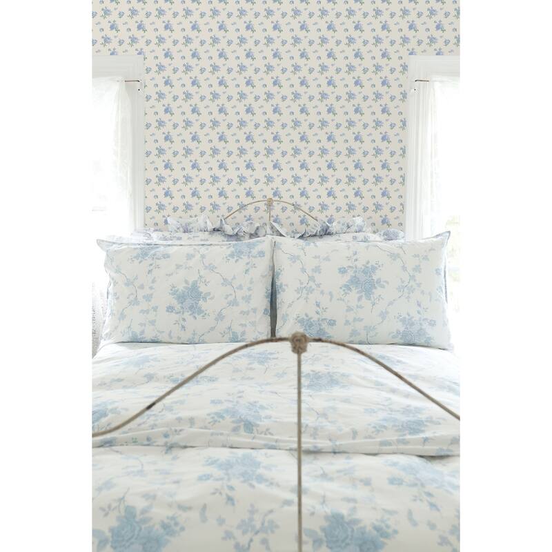 LoveShackFancy Ikat Rose Blue Small Print Wallpaper