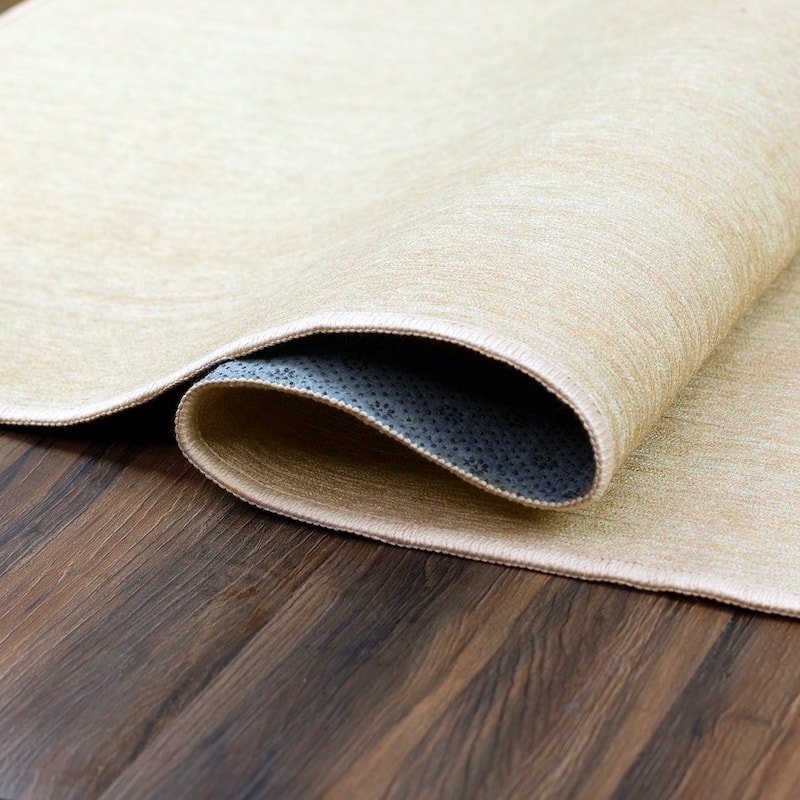 My Magic Carpet Machine Washable Area Rug Solid Cream
