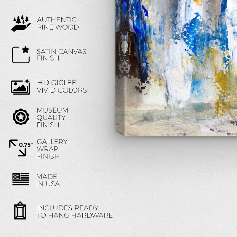 Wynwood Studio Canvas Abstract Rain at the Beach Blue and Modern & Contemporary Wall Art Canvas Print