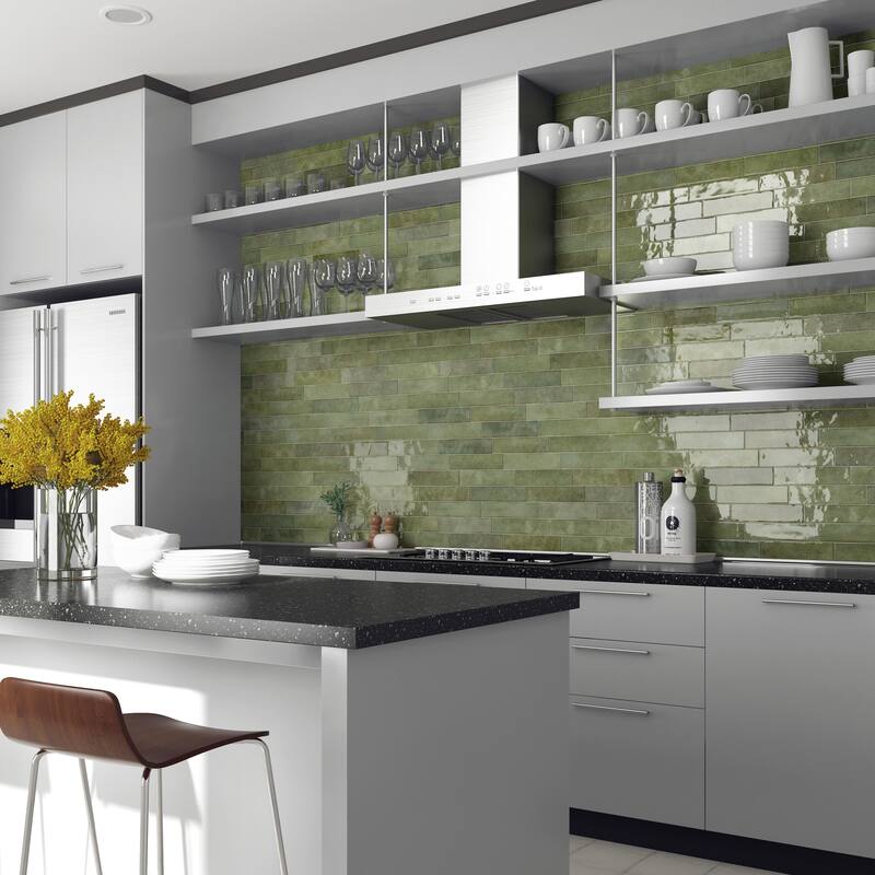 Merola Tile Tribeca Studio Sage Green 2-3/8" x 9-5/8" Porcelain Wall Tile