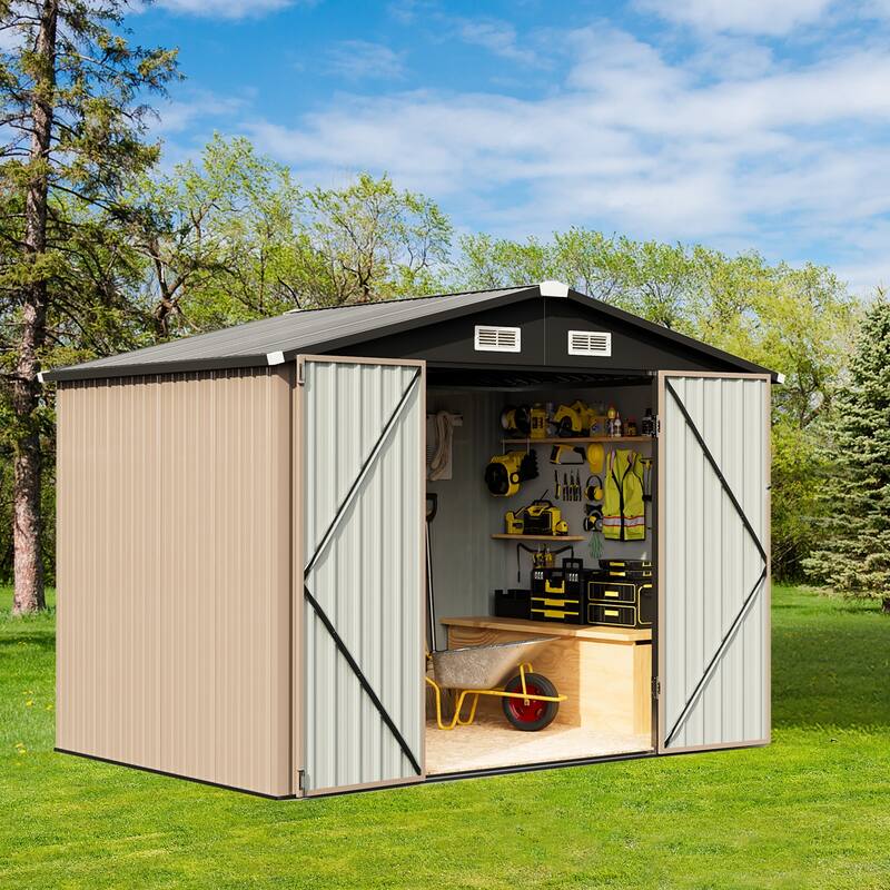 AOXUN Outdoor Storage Shed with Lockable Doors and Air Vents for Garden