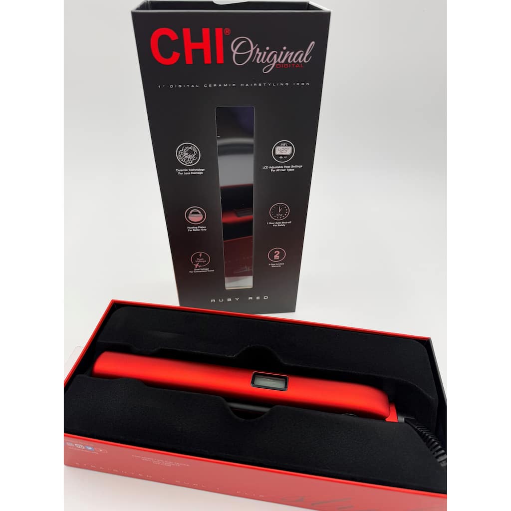 CHI Original DIGITAL Ceramic Hairstyling Iron 1 Ruby Red