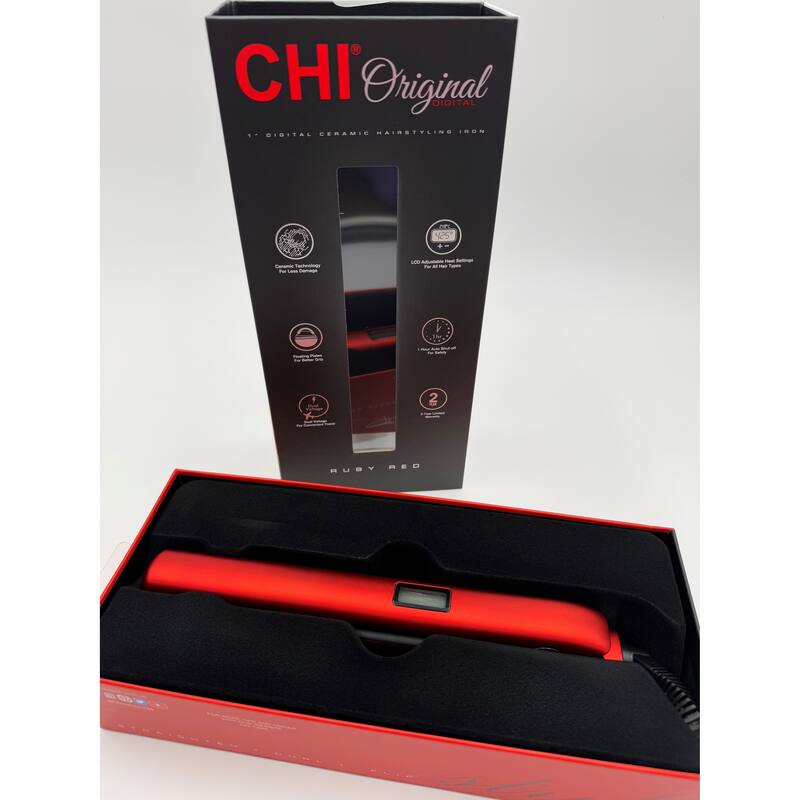 CHI Original DIGITAL Ceramic Hairstyling Iron 1 Ruby Red - Red