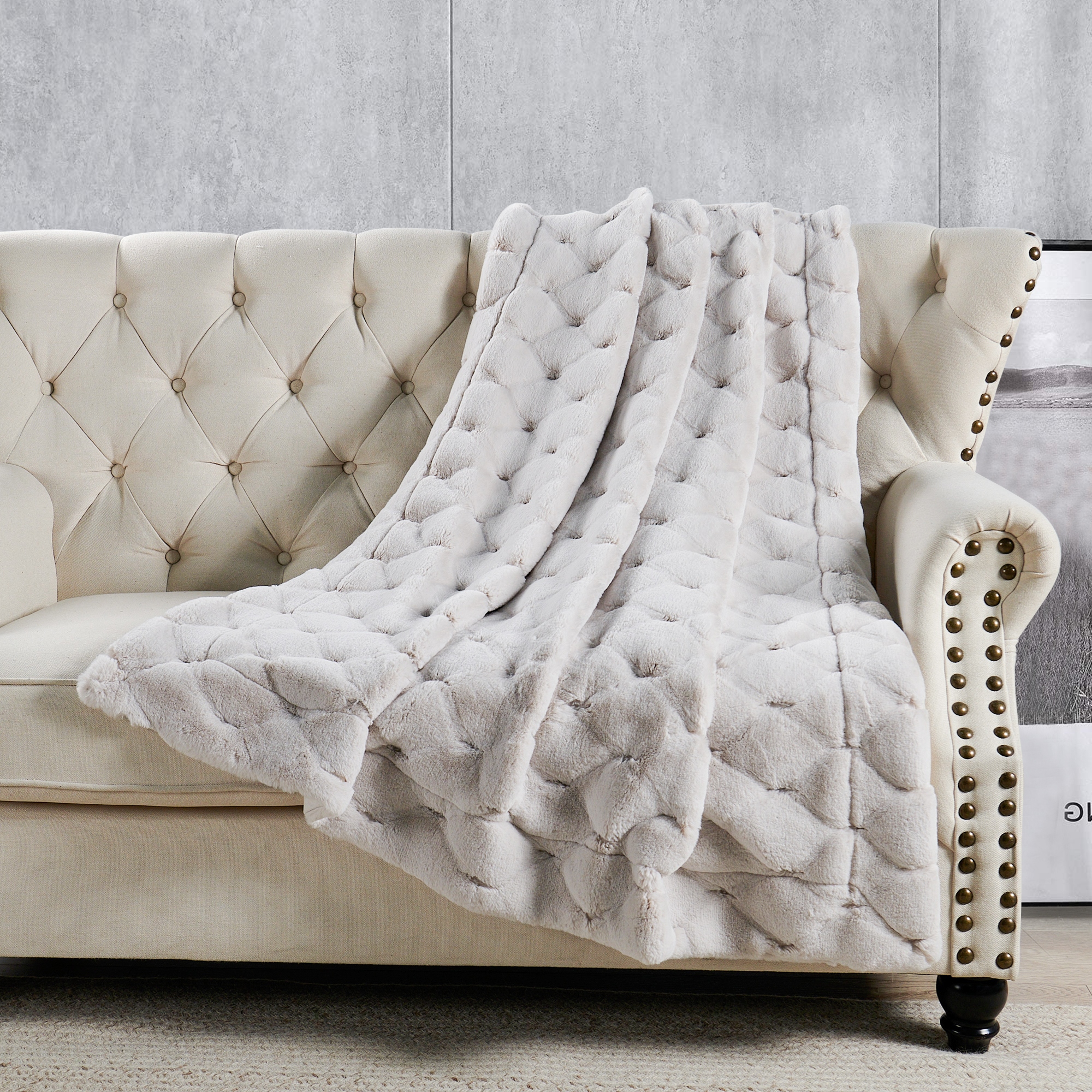 Jacquard rabbitfake fauxfur throw blanket 50