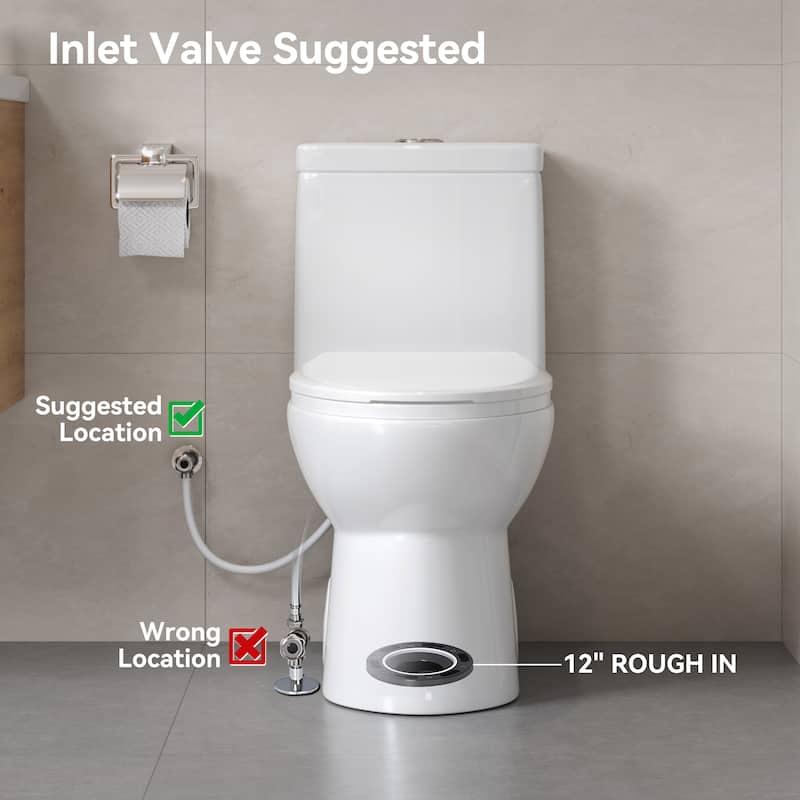 HOROW One-piece 0.8/1.28 GPF Dual Flush Elongated Toilet in White with Seat Included