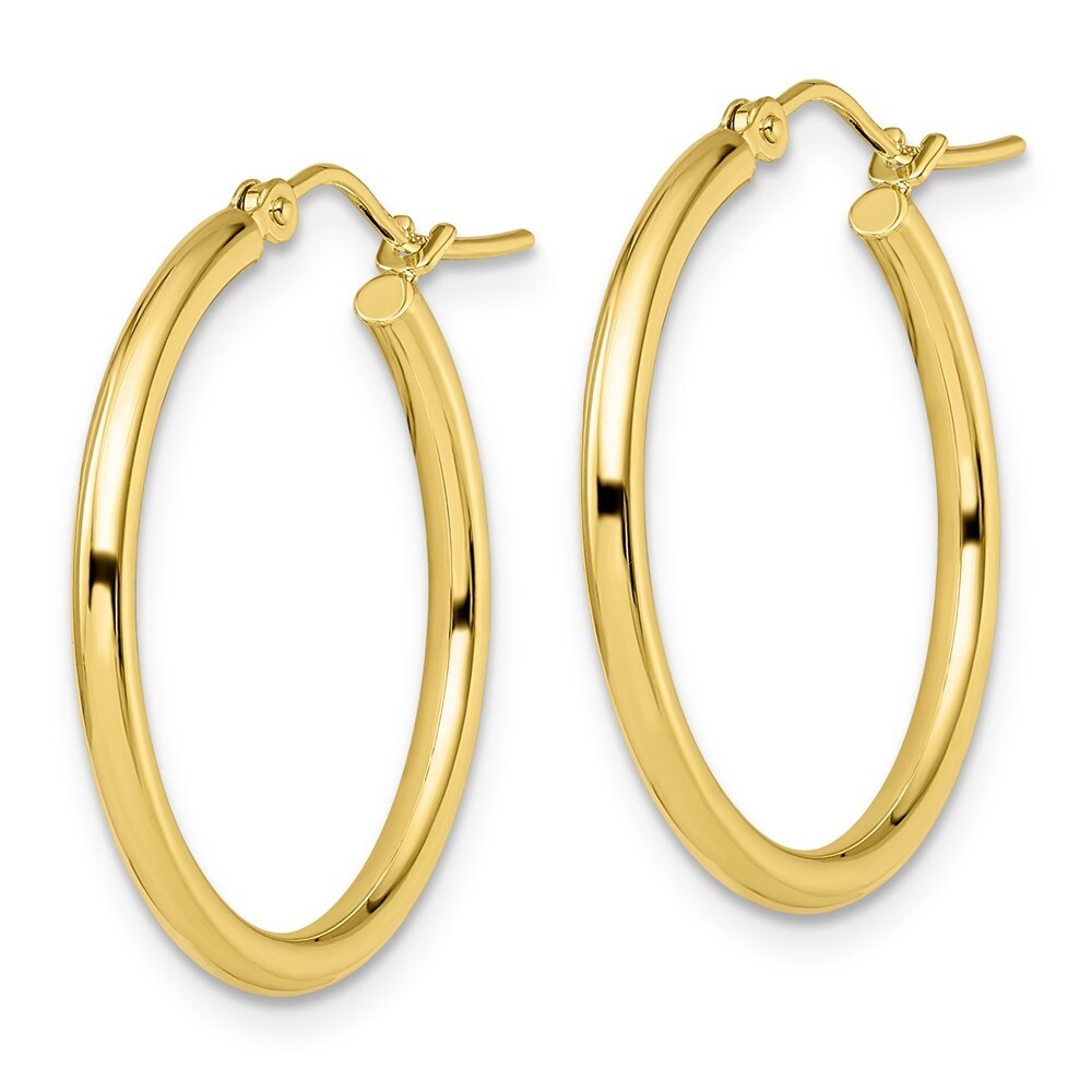 Leslies 10k Diamond-cut Oval Hinged Hoop Earrings