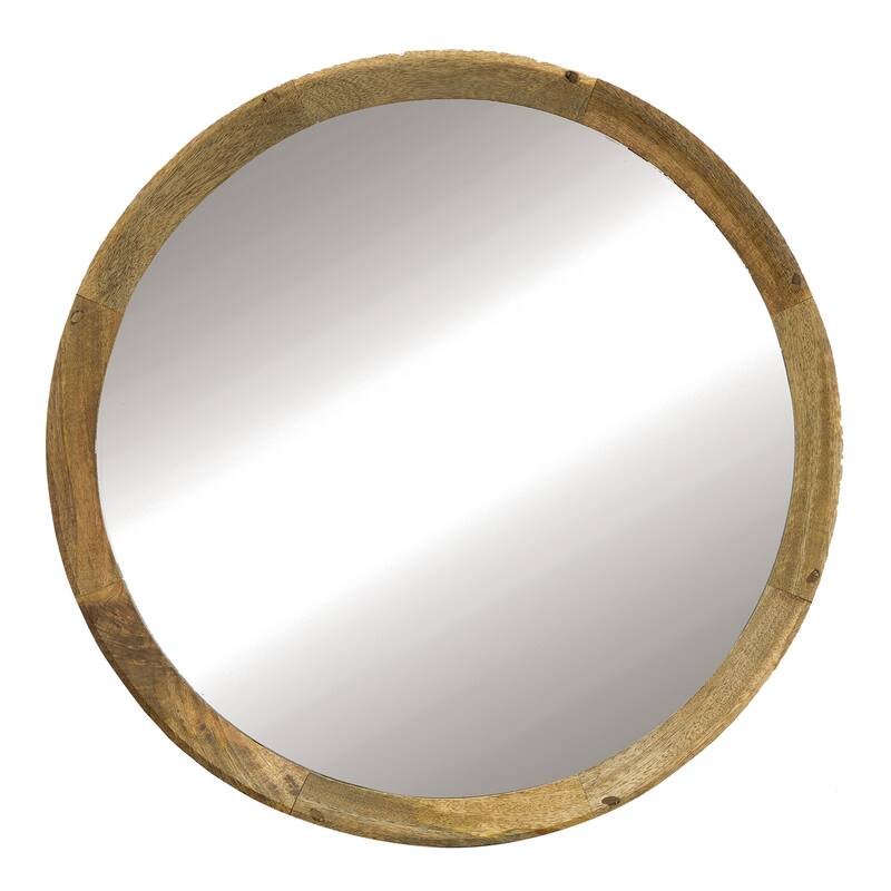 D20x1.5"Transitional Decor Style Mango Wood Wall Mirror Wall Decor with Frame of Solid Mango Wood - Natural