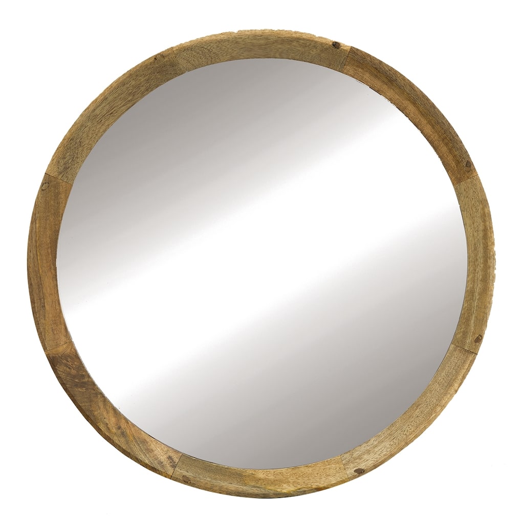 D20x1.5"Transitional Decor Style Mango Wood Wall Mirror Wall Decor with Frame of Solid Mango Wood - Natural