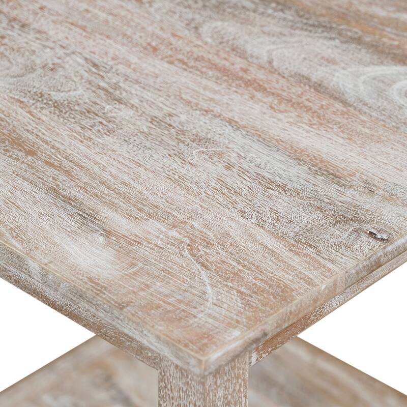 Whitman Light Brown Handmade Wood Coffee Table with Storage Shelf, 26"W x 48"L x 18"H by Sevita - 26"W x 48"L x 18"H