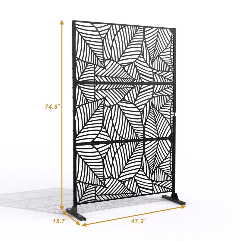 75'' x 47'' Privacy Metal Screen Fence Panel Leaf Blade Pattern