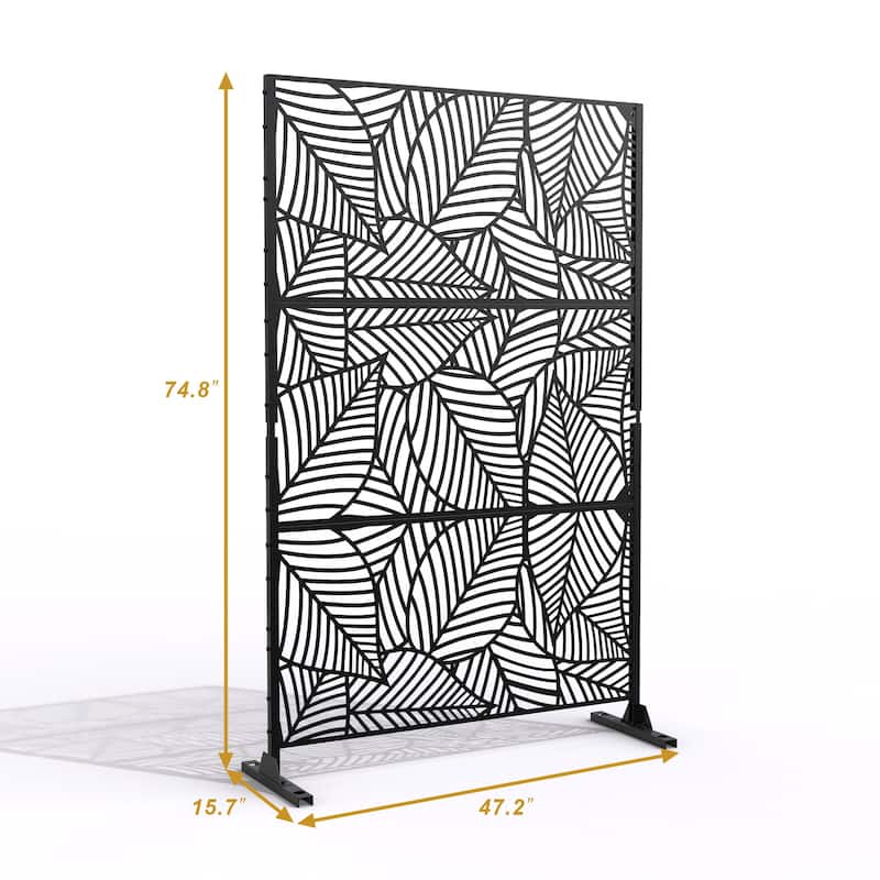 Outdoor Privacy Screen with Stand for Patio Garden Metal Fence