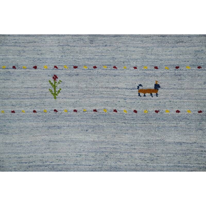 Tribal Wool Gabbeh Oriental Area Rug, Handmade Modern Carpet - 11' 4'' X 5' 2''