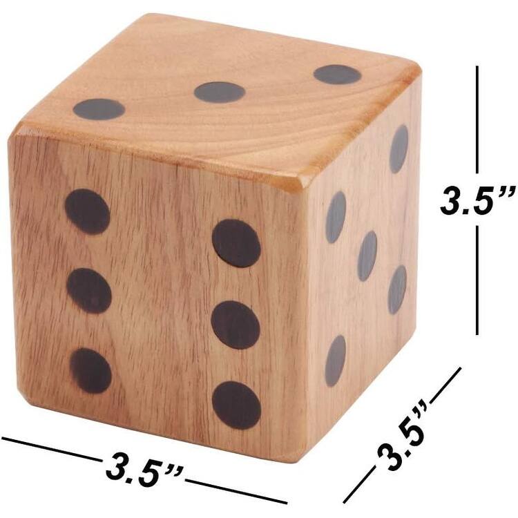 GSE™ 3.5" Rubber Hardwood Giant Yard Dice Set with Bucket and Yardzee & Farkle Scorecard - Giant Dice Set